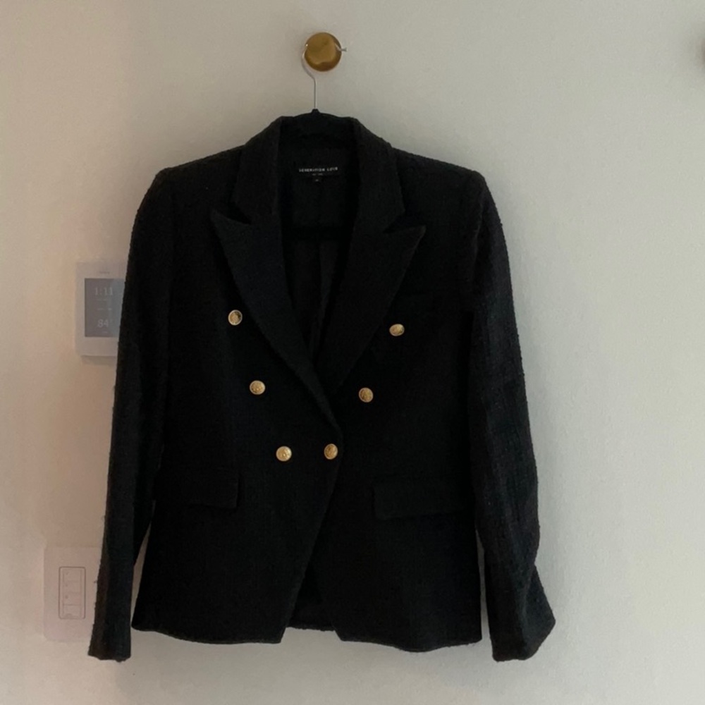 Generation Love Black and Gold Double-Breasted Blazer